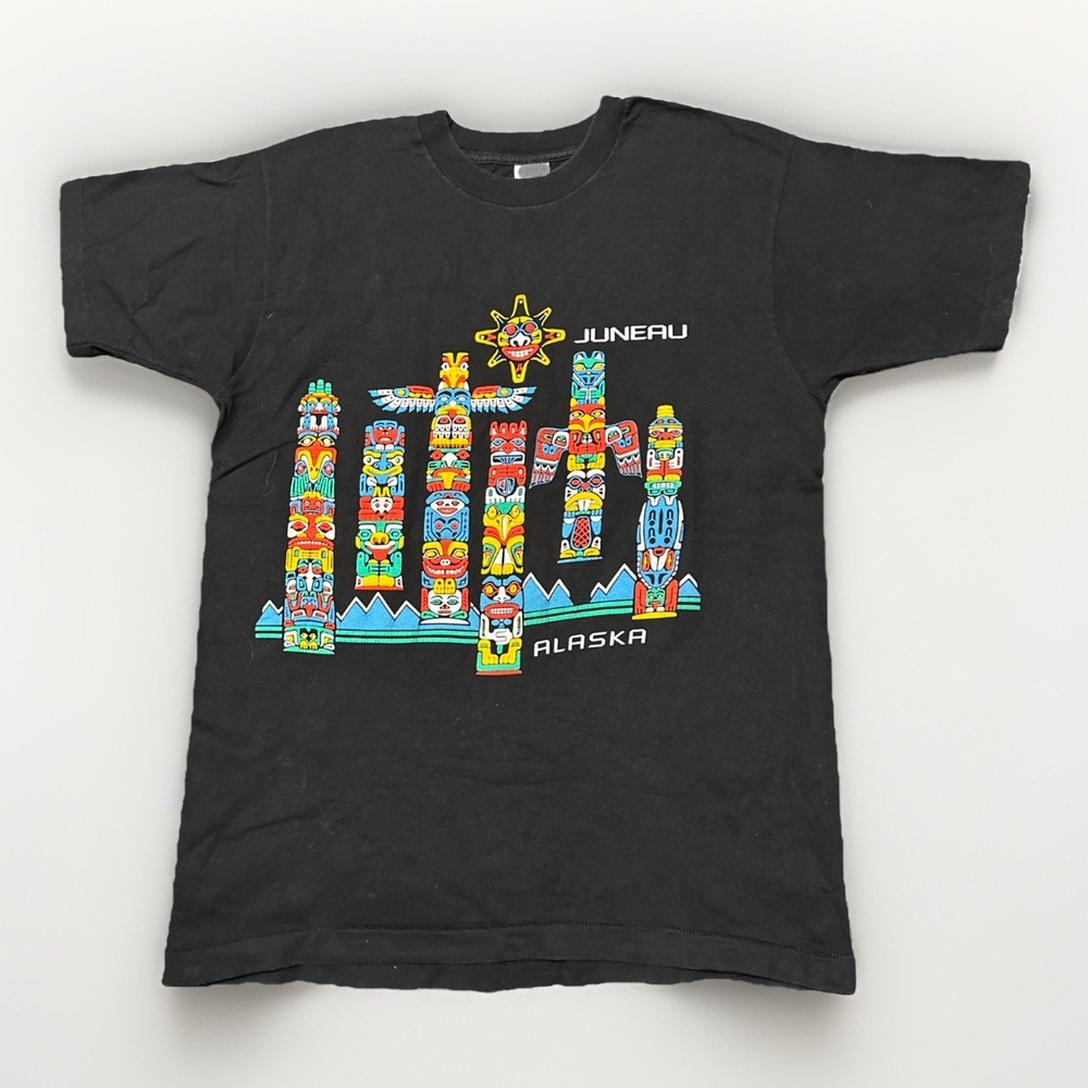 Vintage Single‎ Stitch Alaska Destinations Shirt Men's Large Made in USA Tiki